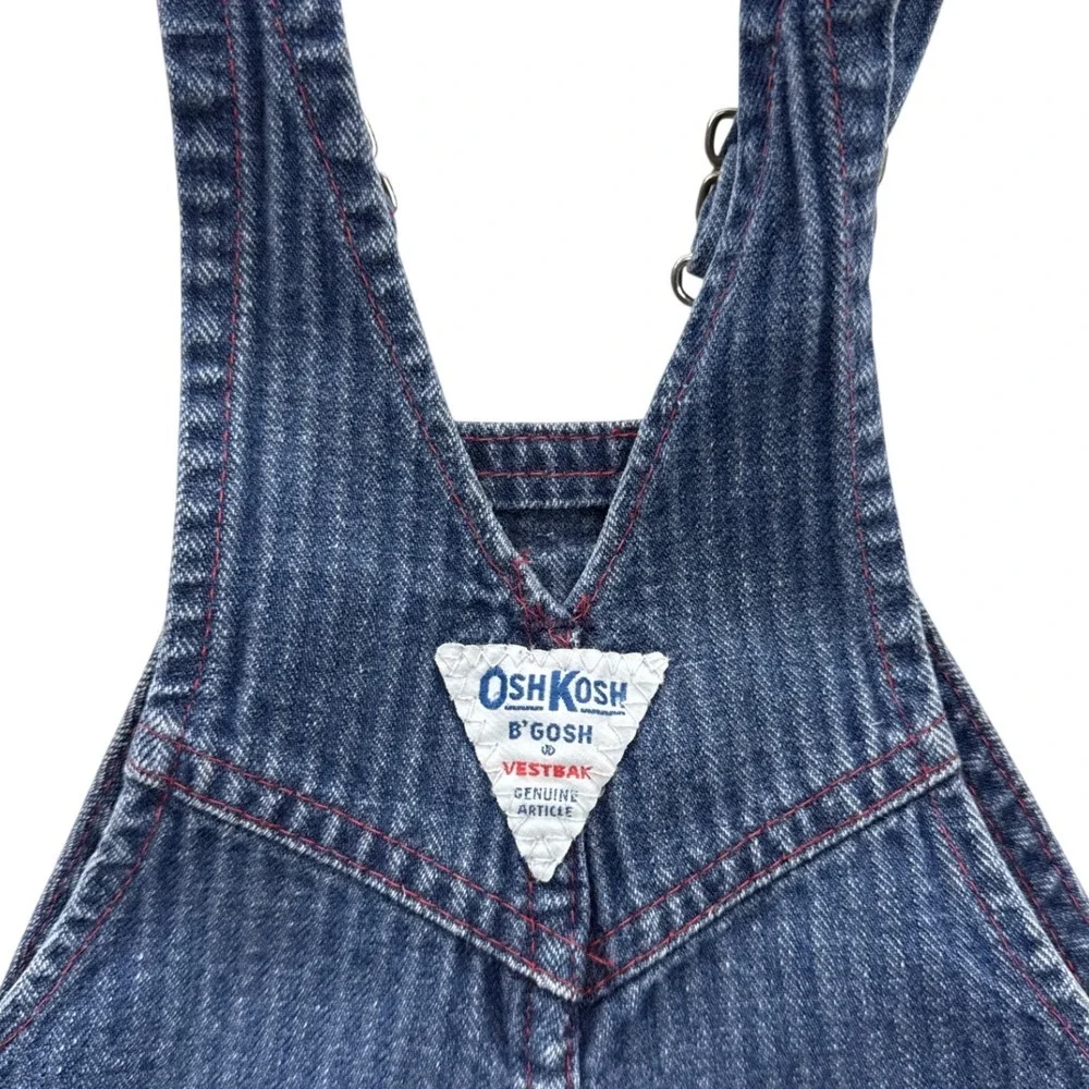 OshKosh B'gosh Denim Overalls Kids 2T Blue Excellent Plaid Lined